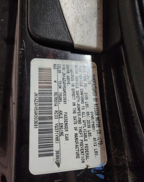 2010 Nissan 370Z z USA, uszkodzony, nr VIN JN1AZ4FH9AM303872